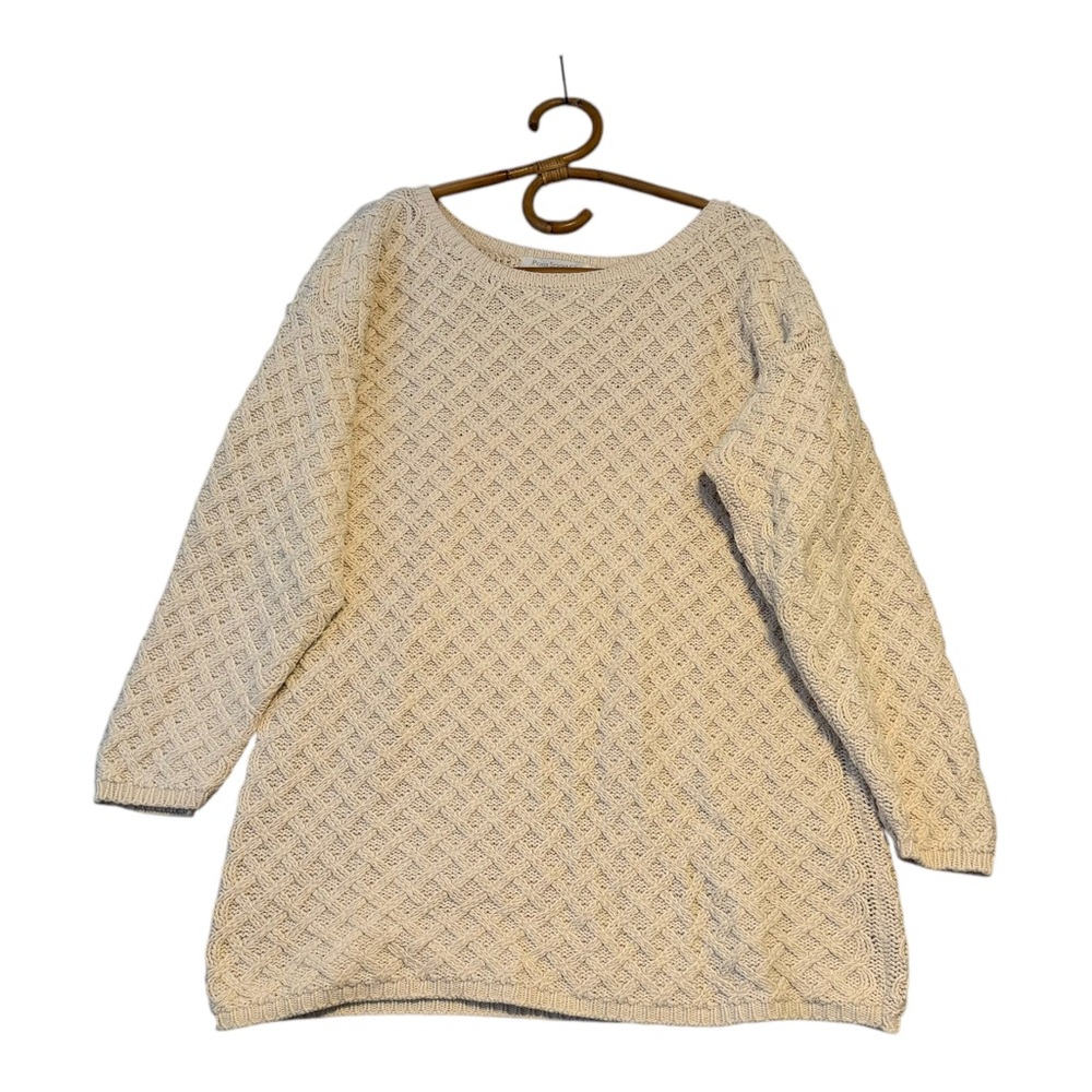 Vintage |‎ Paris Sports Club | Cream Oversized Cable Knit Sweater Cotton Size M
